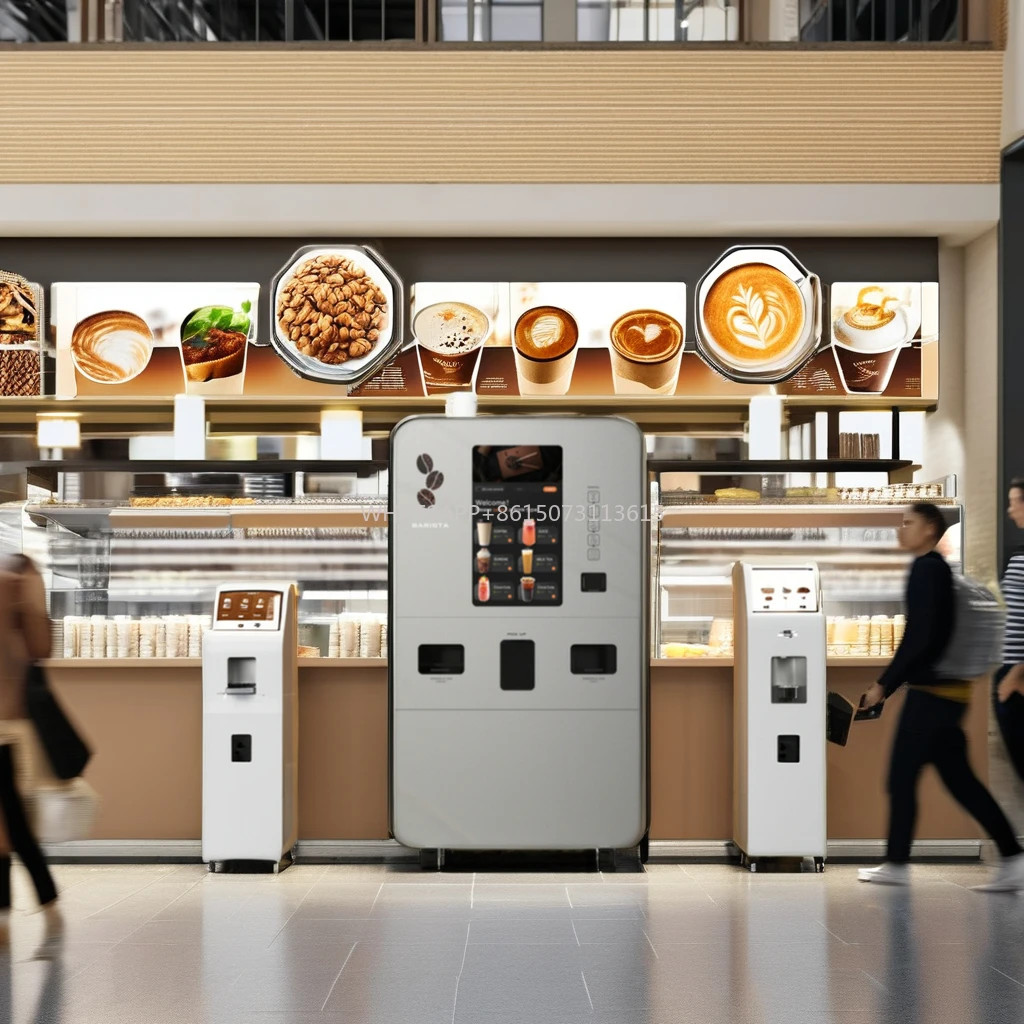 Distributore automatico di caffè per bevande con cartello LED mobile completamente automatico con macchina per il ghiaccio per bevande e caffè Portatile e conveniente