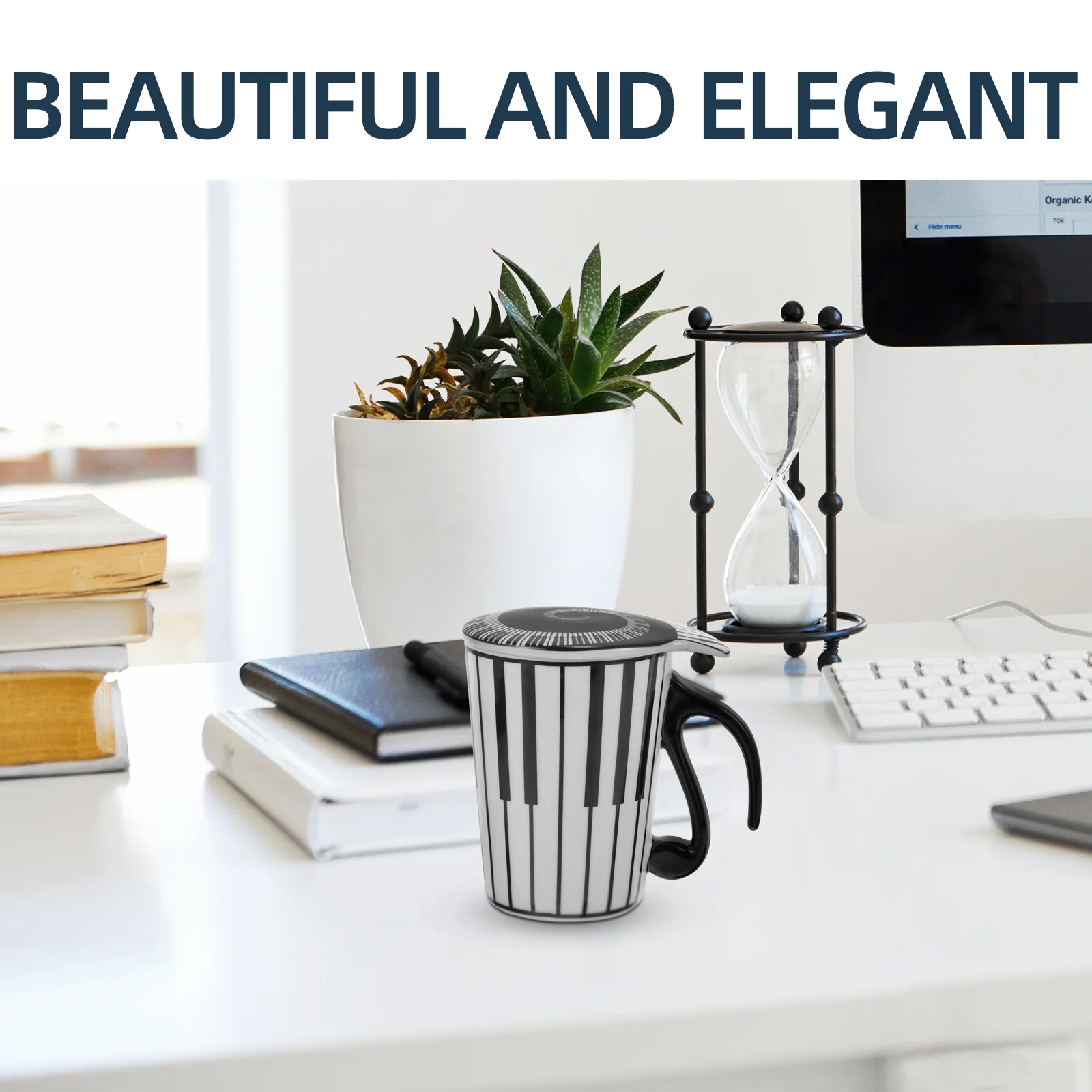 

Household Music Mug Ceramic Piano Key Mug Decorative Coffee Tea Milk Cup for Office Home Office Water Cup
