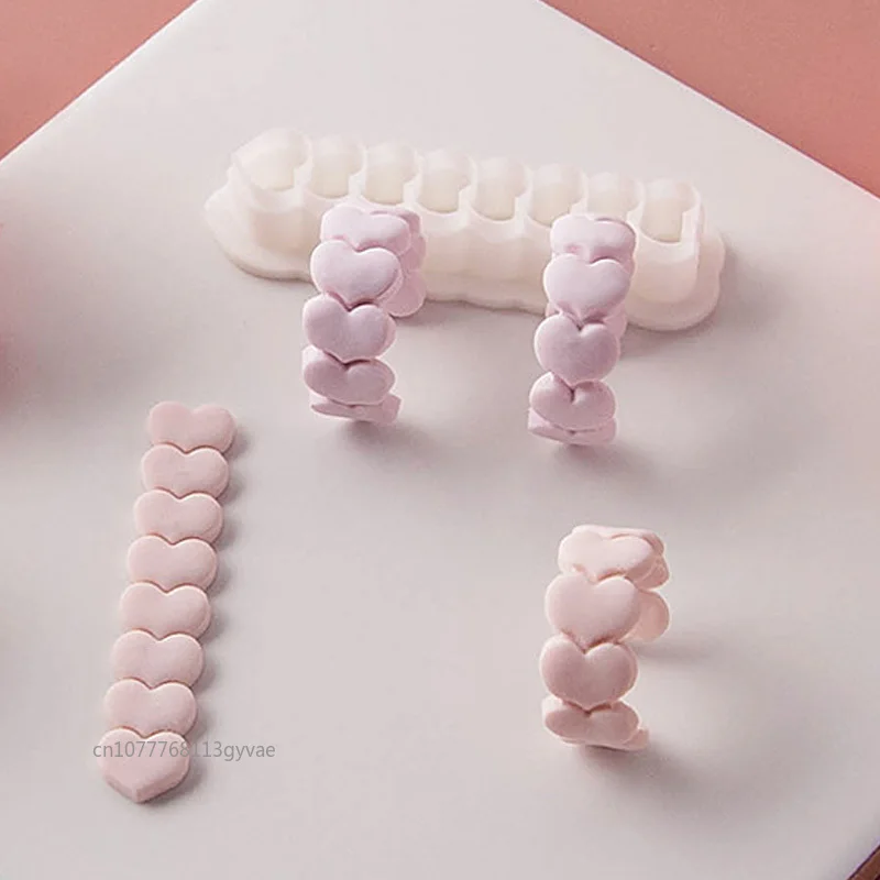 발렌타인 데이 시리즈 소프트 세라믹 클레이 몰드, 하트 쥬얼리 펜던트 모양 절단 몰드, 수제 도구, DIY 폴리머 클레이 커터  Best5