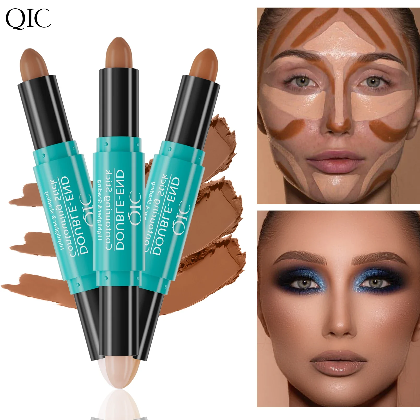 Bronzer Contour Stick Concealer Highlighter Shadow Stick Wasserdicht Doppelköpfige Konturierung Erhellen Gesicht Körper Make-up Schönheit