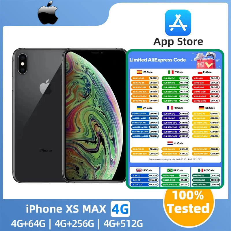 Apple iPhone XS MAX 4g SmartPhone Apple A12 6.5inch OLED Screen 12MP Camera 3174mAh Battery IOS Original Used iPhone