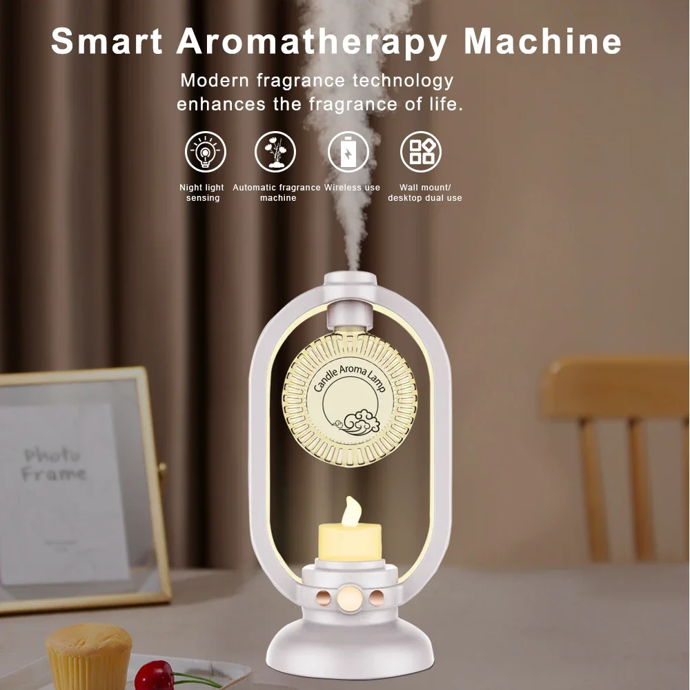 Difusores de humidificador de aire aromático, generador de niebla de fragancia, ambientador aromático, difusor para el hogar, lámpara de vela de aceites esenciales para habitación y oficina