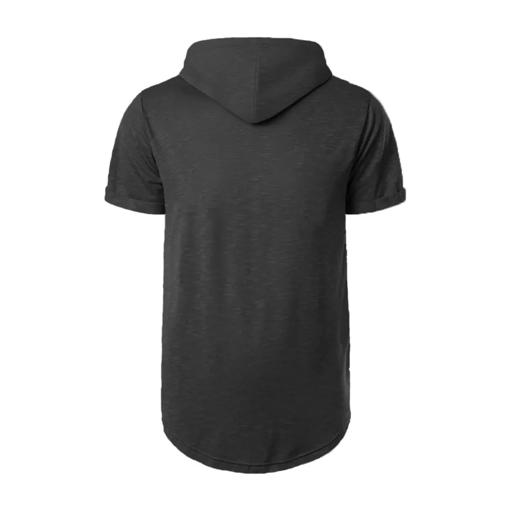 Männer Baumwolle T-shirt Kurzarm Mit Kapuze Einfarbig Slim Fit Männlich Atmungsaktive Sport Tees Leichte Fitness Männlich Casual Tops – Detail 10