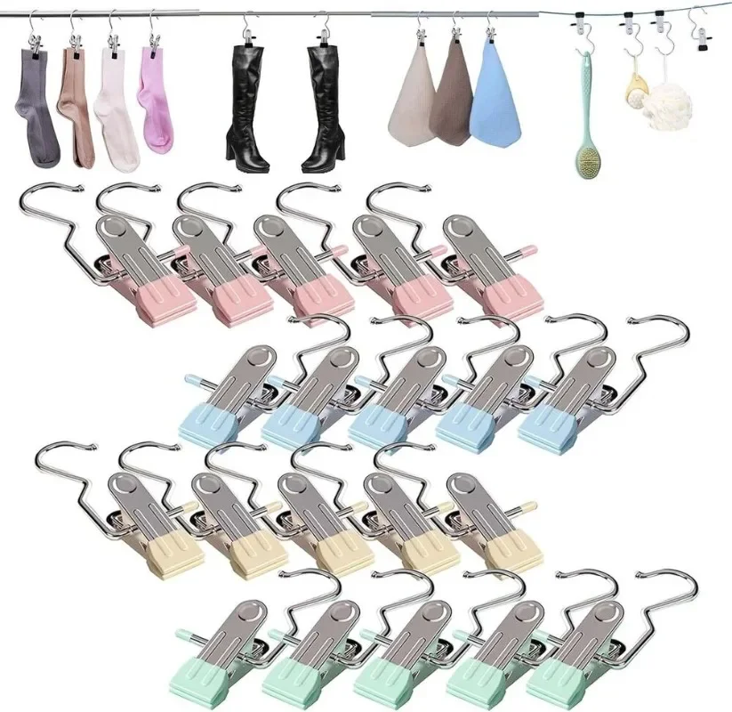 10pcs Anti-Rust Clip Space-Saving Hanger Clothespin Hat Pants Storage Hanging Travel Hook Garment Clips