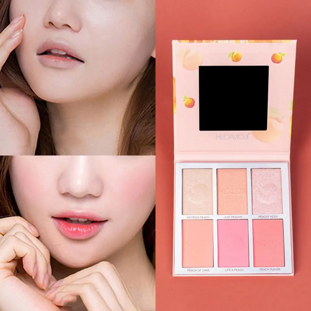 Evidenziatore multiuso Ombretto a sei colori Shimmer Palette di fard rosa Fard in polvere glitterata a lunga durata Estate