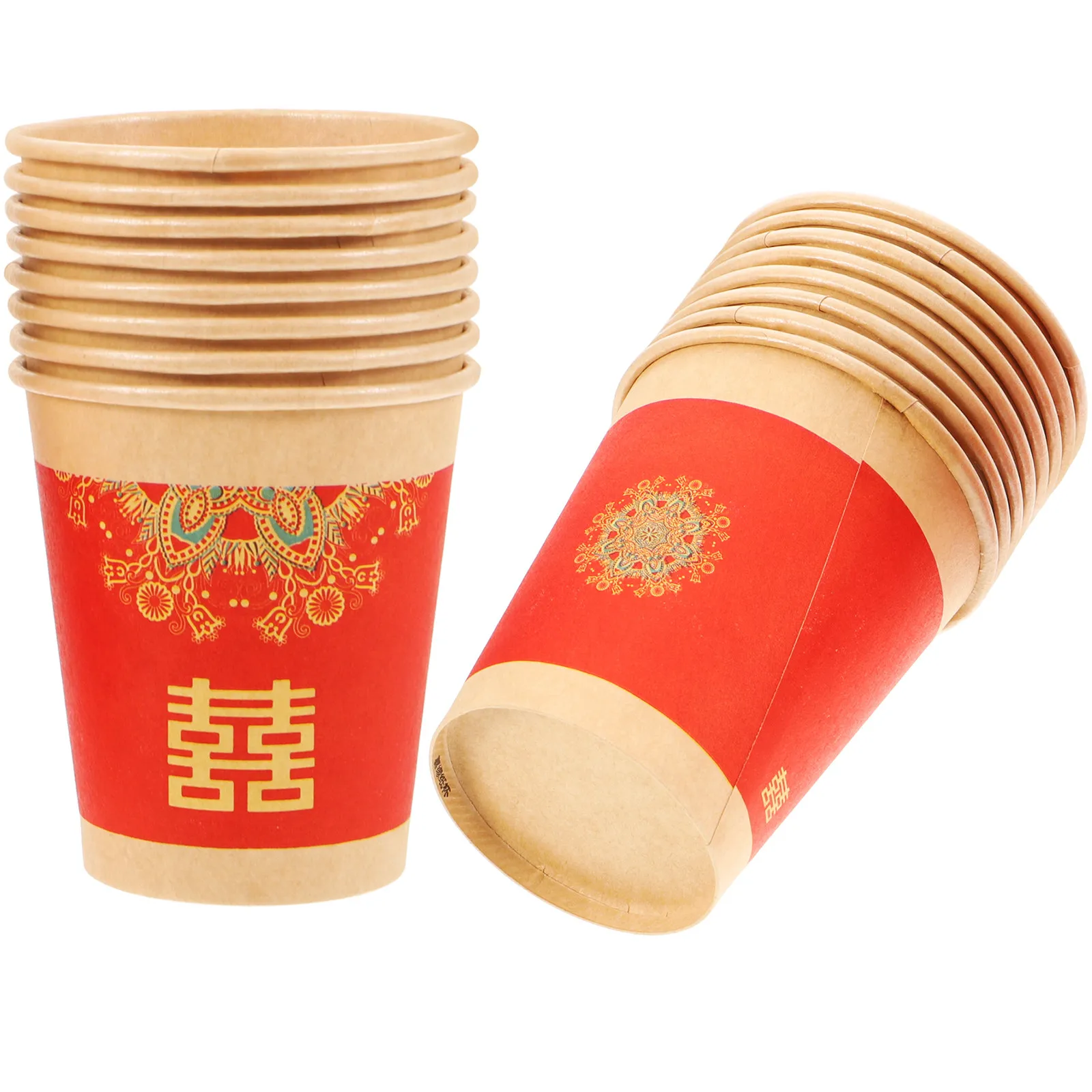 50Pcs Wedding Paper Cups Thick White Disposable Beverage Cups for Juice Wine Tea Wedding Banquet Party Single Use