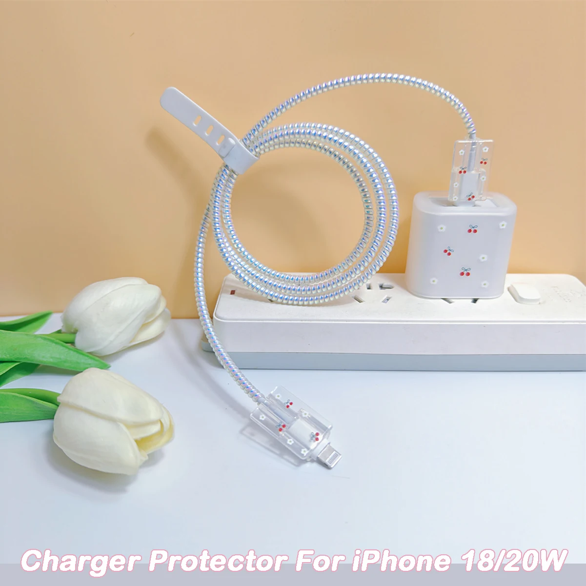 Cable Organiser Charger Protection Cover For iPhone 11 13 14 15 16 20W Charger Protector Data Line Winder Spiral Protector Case