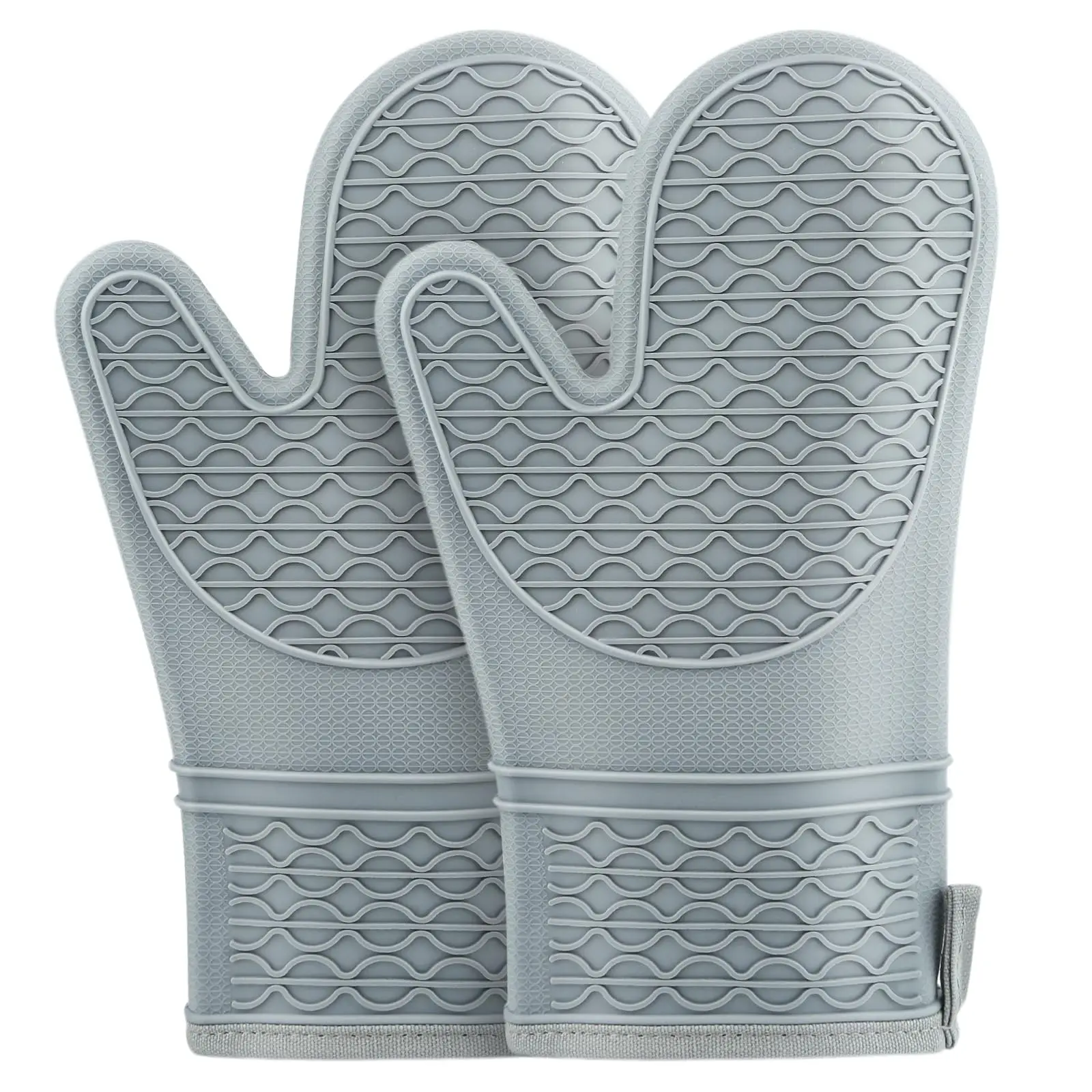 Silicone Oven Mitts, Heat Resistant 2 PCS Oven Mitts with Soft Cotton Lining, Non-Slip Grip Oven Glove, Kitchen Potholder BBQ