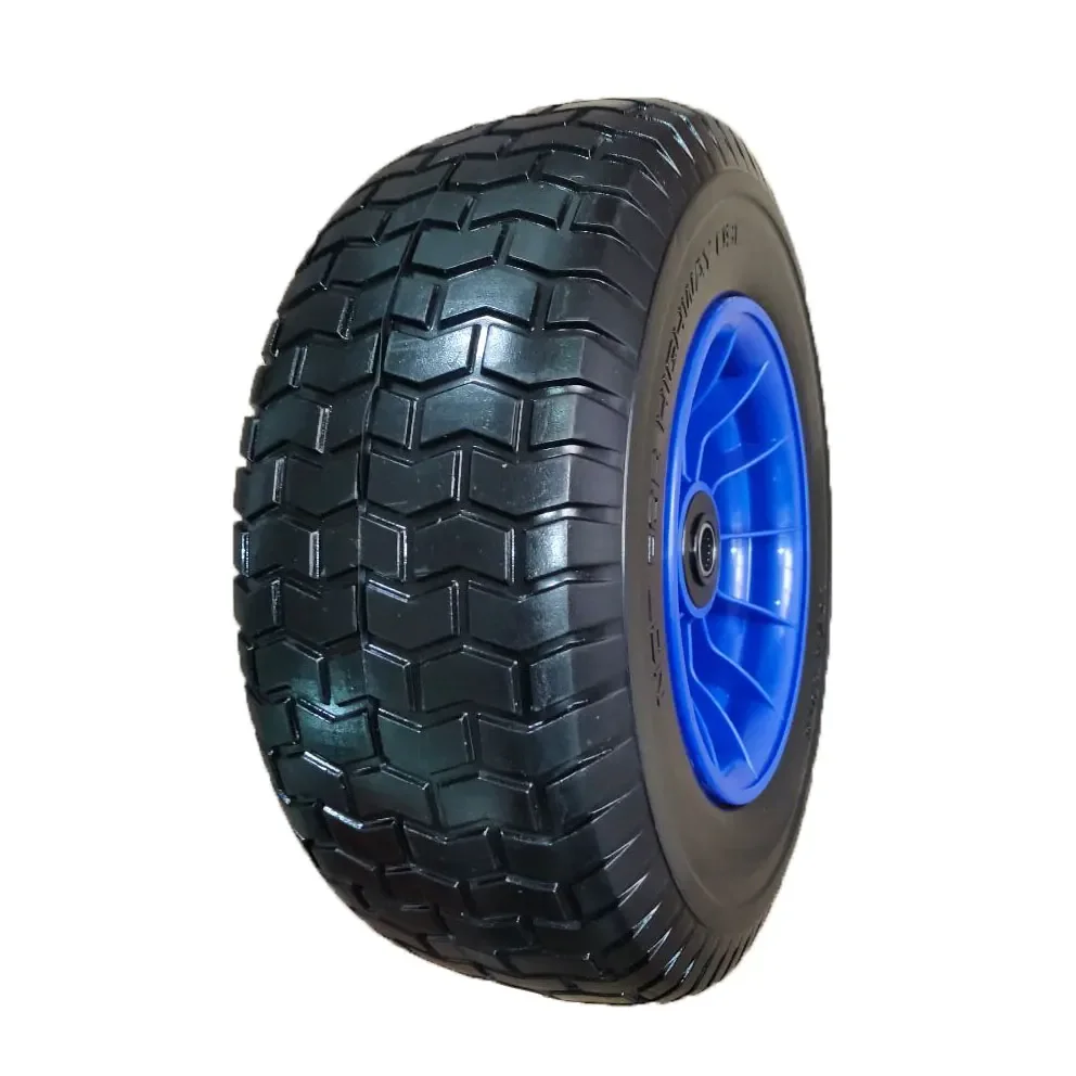 

NEW 16-Inch PU Foam Wheelbarrow Tyre Puncture-Proof Spare Wheel Rubber Axle Rim for Material Handling Equipment Parts
