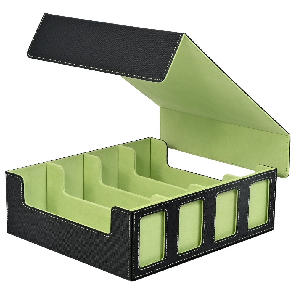 صندوق تخزين بطاقات التداول مع نافذة عرض، 2400+ صندوق سطح السفينة لـ TCG مع غطاء قابل للإزالة، يناسب البطاقات الرياضية Magic CCG PTCG