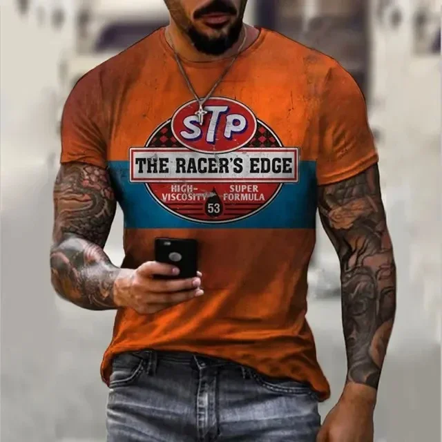 3D-T-Shirts für Herren, Vintage-Öl-T-Shirt, Street-Fashion, Castrol-Print, kurzärmelig, locker geschnitten, Oversize-Motorrad-T-Shirt, Oberteile, T-Shirts – Detail 19