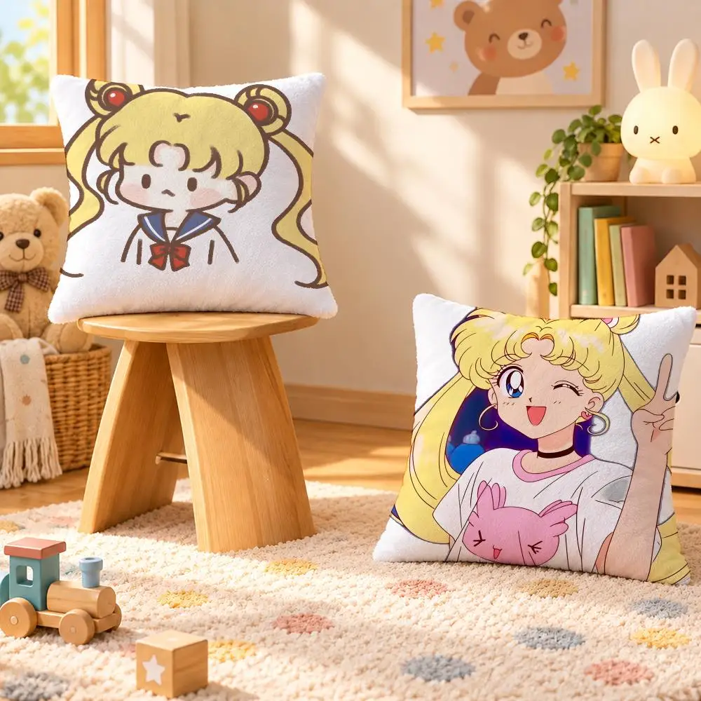 Anime Sailor Moon Magical Cushion Cover Personalized Soft Plush Pillow Living Room Home Sofa Bedroom Office Car Cushion