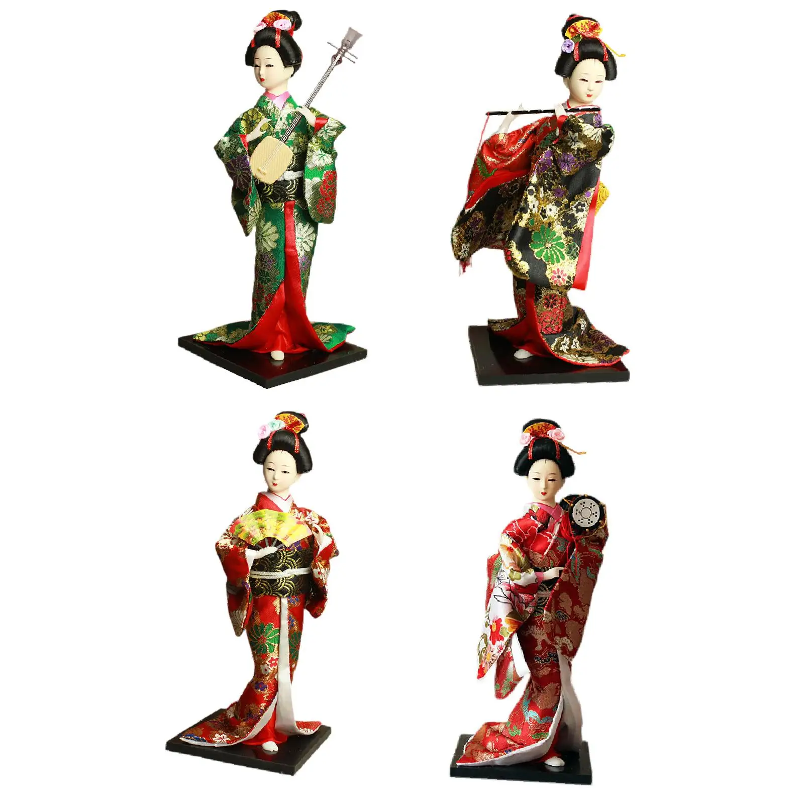 Japanese Geisha Kimono Doll Folk Ethnic Geisha Figurine Statuette for Desk Bookshelf Living Room Cabinet Home Office Decoration