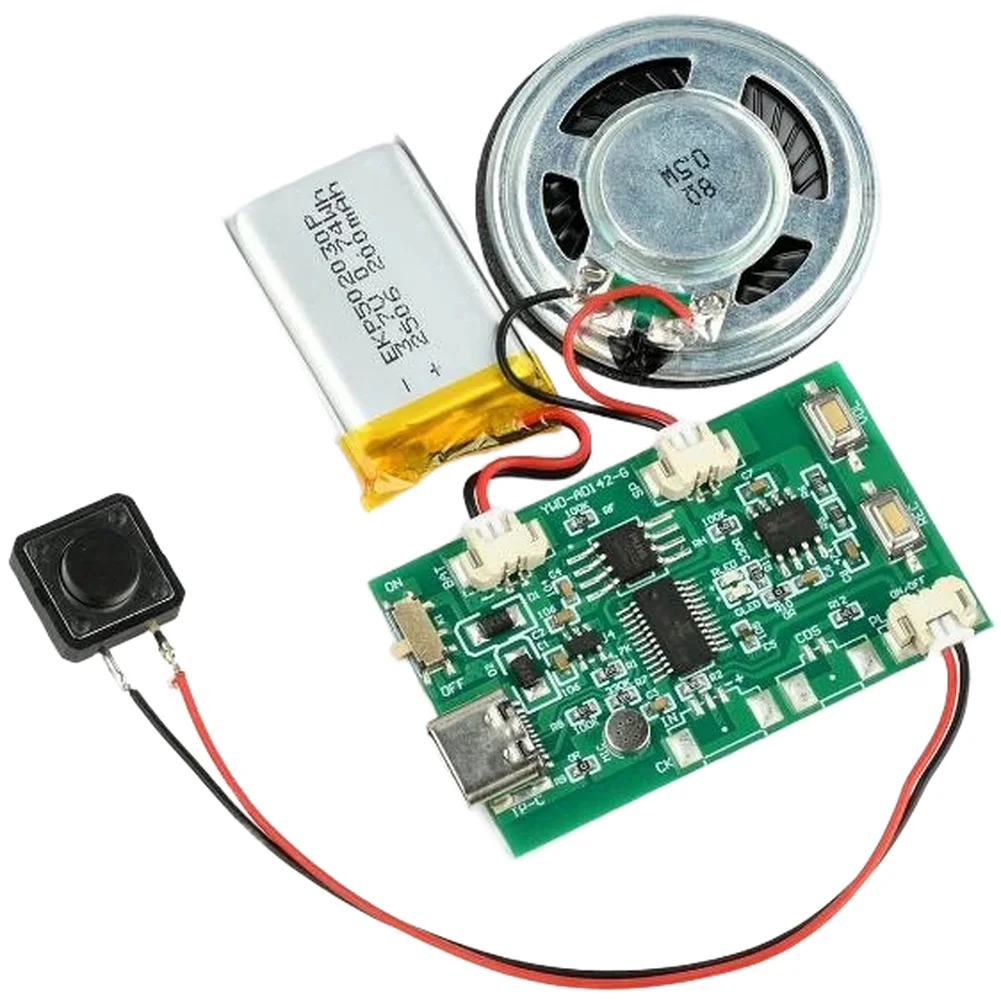 8MB Sound Board Module for DIY Card Making with Microphone Input Support and Magnetic Trigger for Automatic Play
