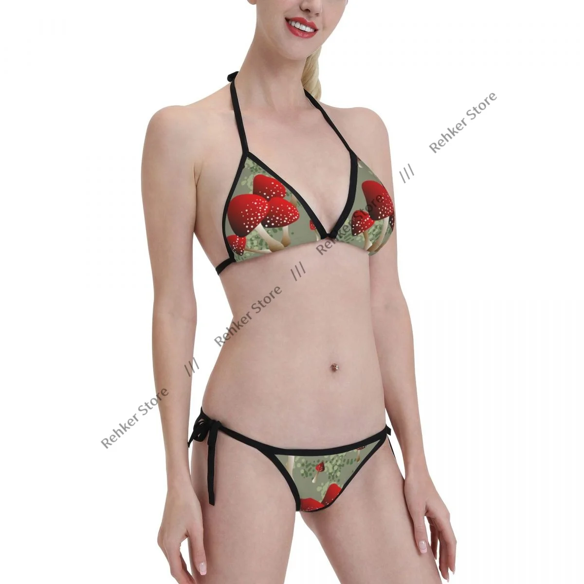 

Сексуальное бикини Amanita, красный купальник с грибным узором, женский комплект купальников, купальный костюм, пляжная одежда