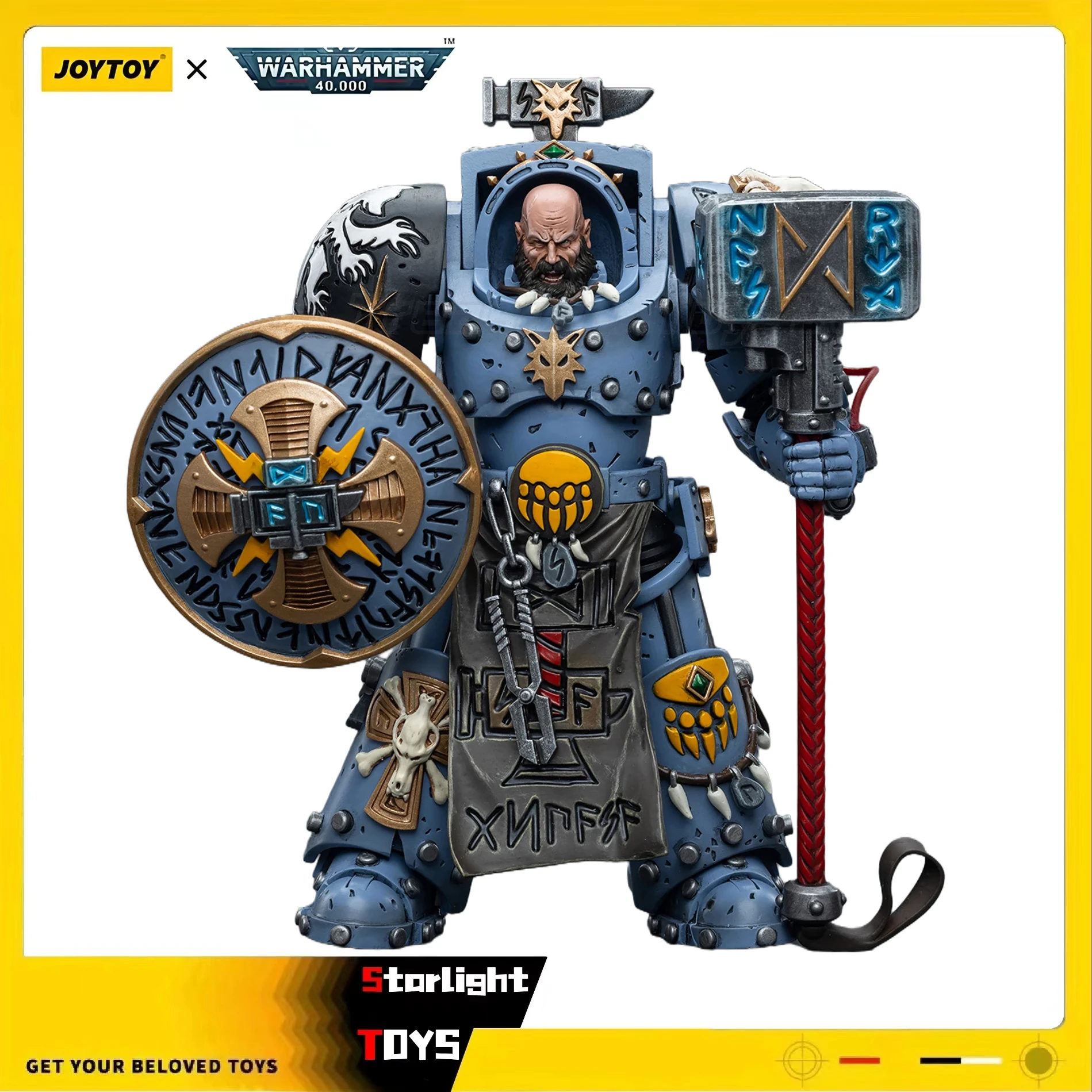 

JOYTOY 1/18 Action Figure Warhammer 40K Space Wolves Arjac Rockfist Model Toy Gift