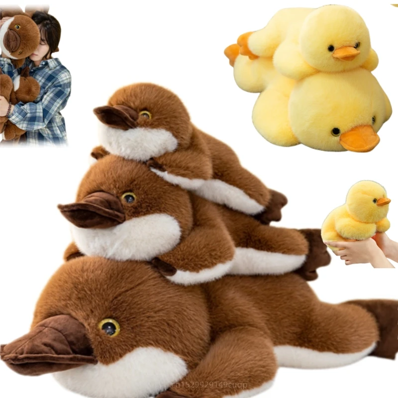 30/40/60cm Cartoon Lying Platypus Plush Doll Pillow Cute Yellow Duck Stuffed Animal Home Decoration Appease Gift For Children