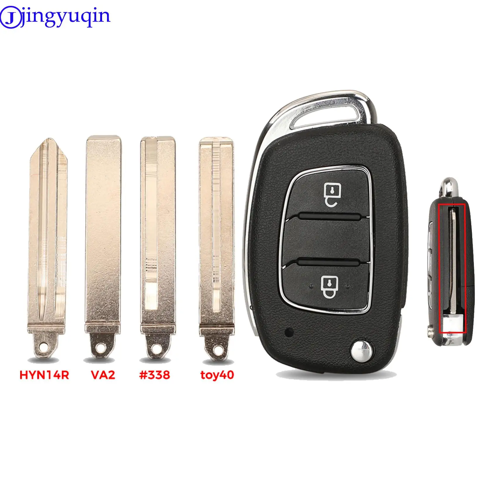 Jingyuqin casing kunci mobil Remote tombol 3/4 10ps, Fob gaya untuk Hyundai Sonata i10 Tucson Solaris Creta Elantra i20 ix25