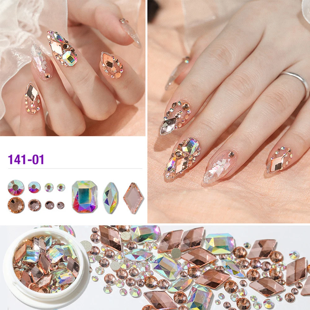 Acrílico Waterdrop Champagne Cristal, Flatback Strass, DIY Nail Art Decorações, Artesanato Vestuário Pedras, Nail Strass