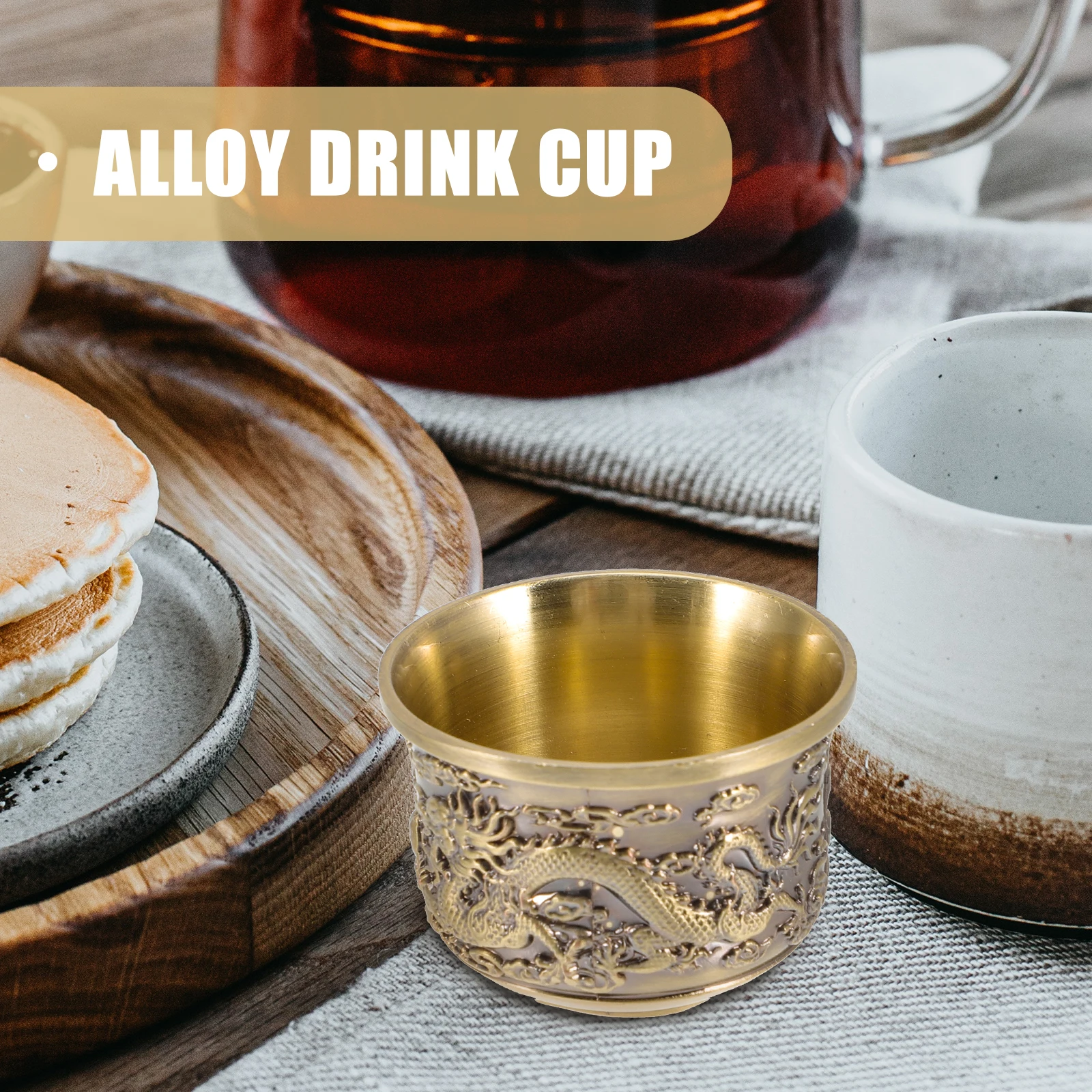 

Bronze Dragon and Easy to Hold Chinese Tea Traditional Gift Desktop Adornment Coffee Cups Zinc Alloy Mug