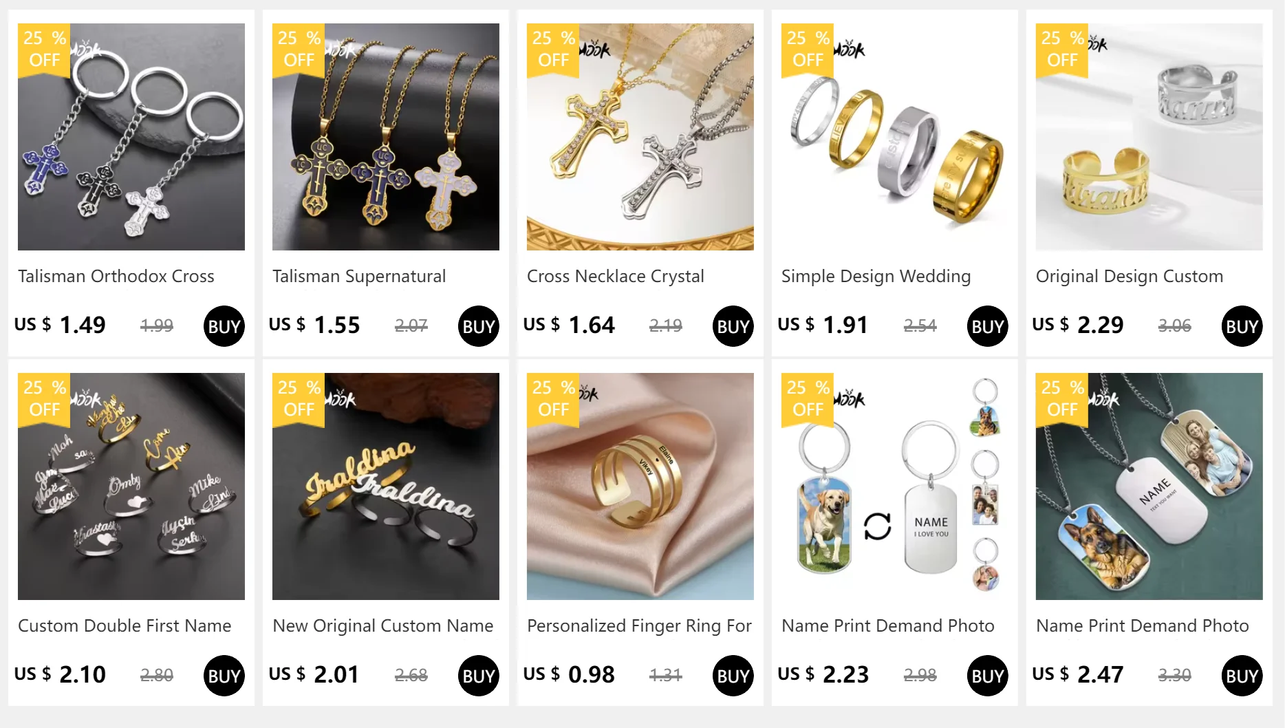 Kreuz personalisierter Namensfingerring individuelles Geschenk für Frau Männer Goldfarbe Edelstahl Jesus christliches Amulett Talisman Schmuck – Detail 1