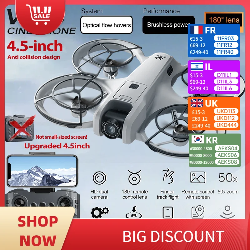 

8K HD FPV Camera Drone V666 Brushless Motor Quadcopter - RC Remote Control Aerial Drone for Adults Kids