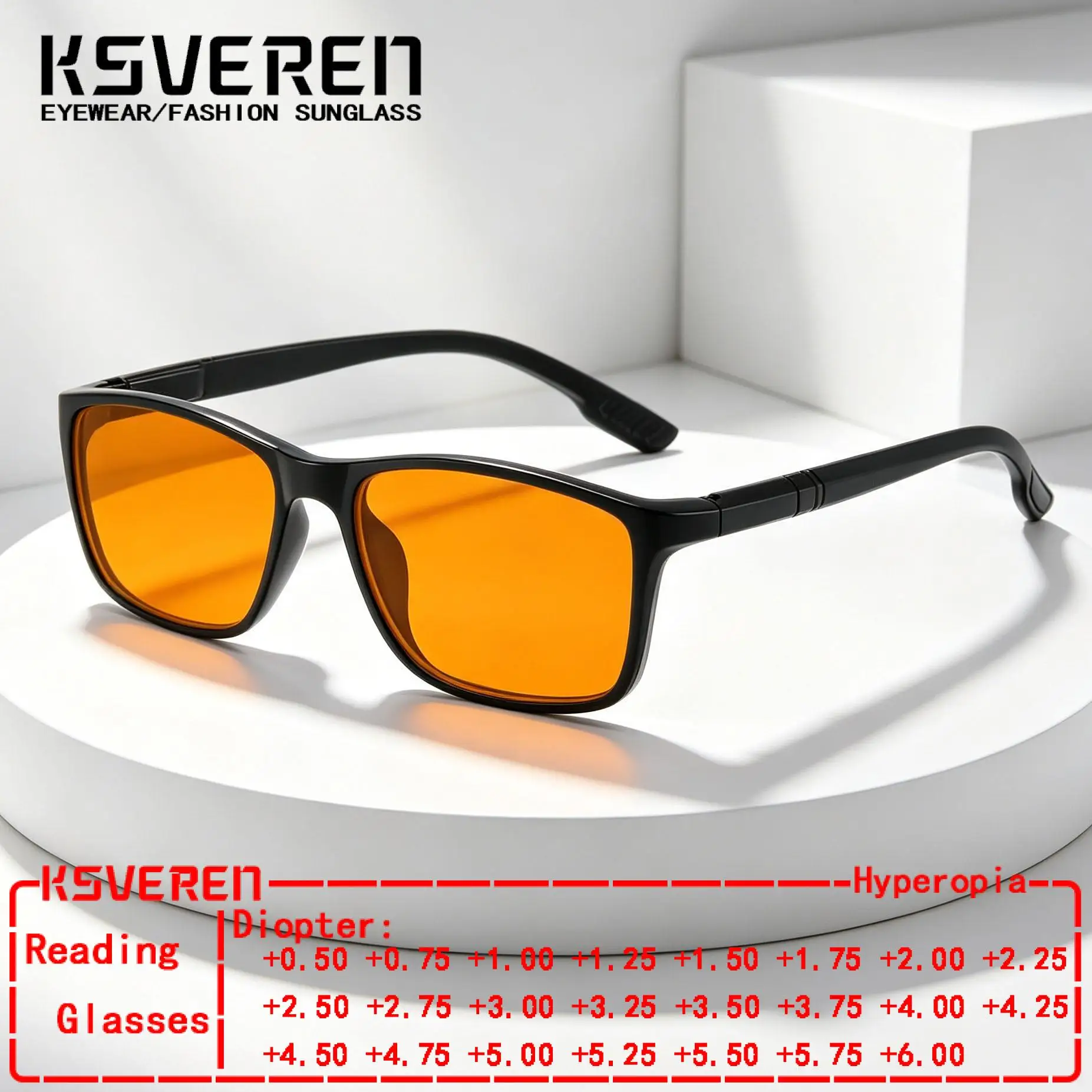 Small Frame Square Orange Prescription Reading Glasses Women Men Trendy Outdoor Shade Presbyopic Eyewear Customize Diopter