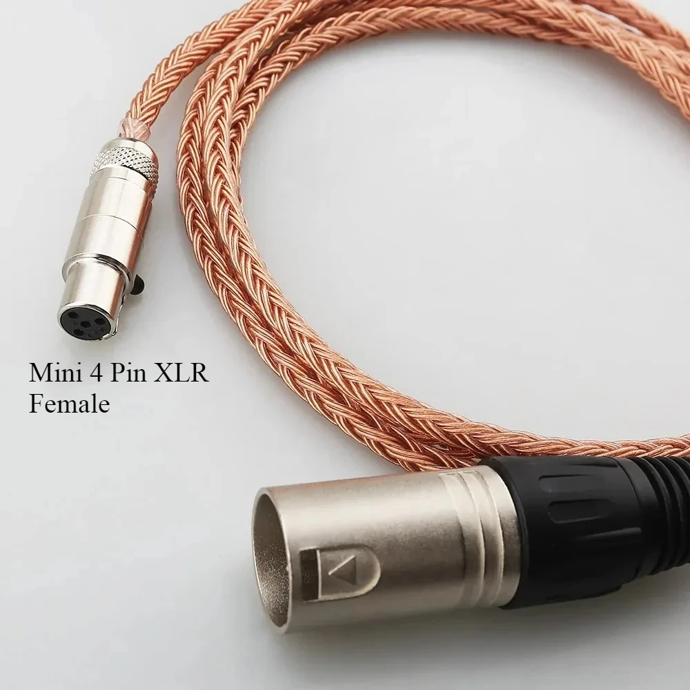 16 Core 7N OCC Mini XLR 4Pin Balanced Upgrade Cable for Sennheiser HD490 PRO AKG K712 Beyerdynamic DT 4.4mm XLR
