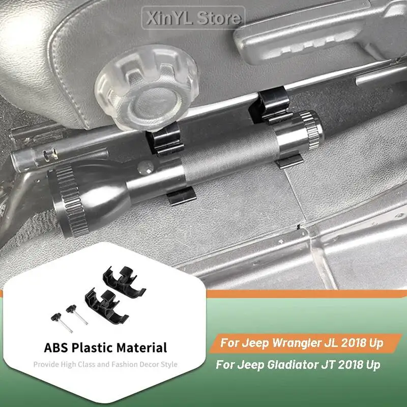 For Jeep Wrangler JL for Gladiator JT 2018 Up Car ABS Seat Flashlight Holder Mount Bracket Accessories