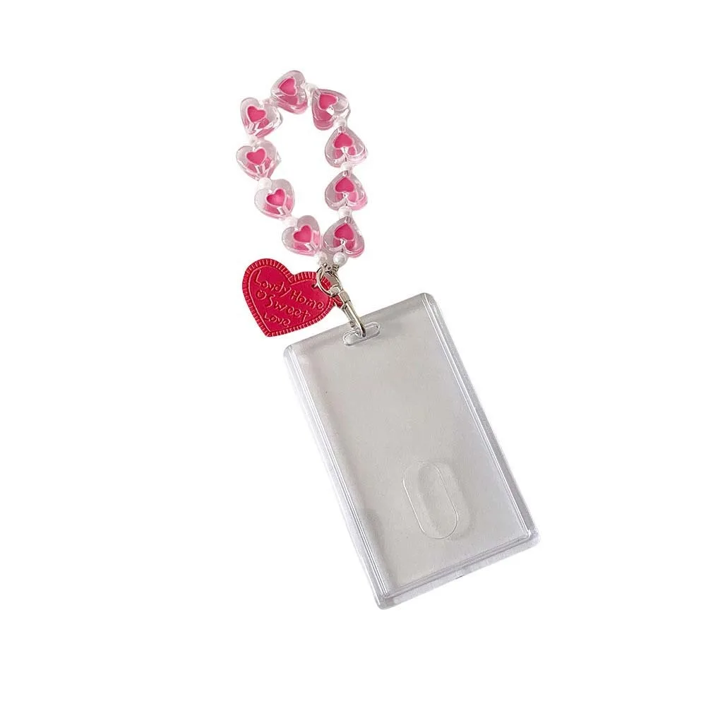 

Acrylic PVC Card Cover Photocard Holder Love Heart Pendant Hanging Decoration Idol Card Display Protector With Keychain Picture