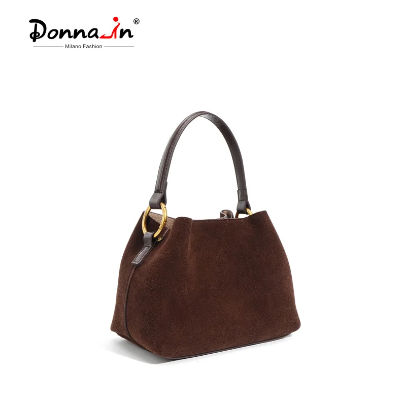 

Donna-in Natural Cow Suede Handbag Genuine Leather Crossbody Bag for Women Coffee Fashion with Shoulder Strap Elegant Commute