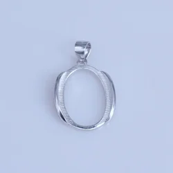 Sterling Silver Pendant Setting with Gold Plating Oval Cabochon Gemstone Semi Mount Pendant Base