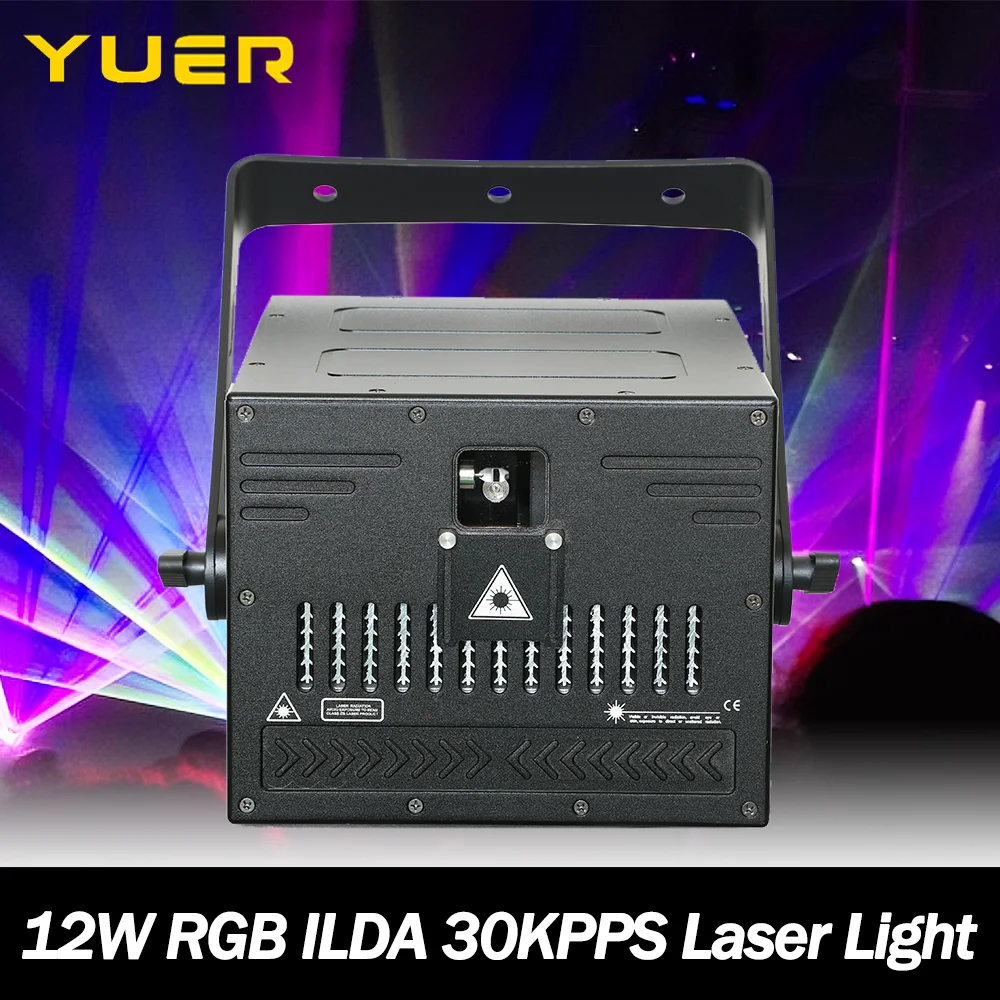 

12 Вт RGB анимационный лазерный свет с управлением ILDA 30KPPS DMX512 для DJ Disco Party, свадьбы, ночного клуба, бара, КТВ, сценического освещения
