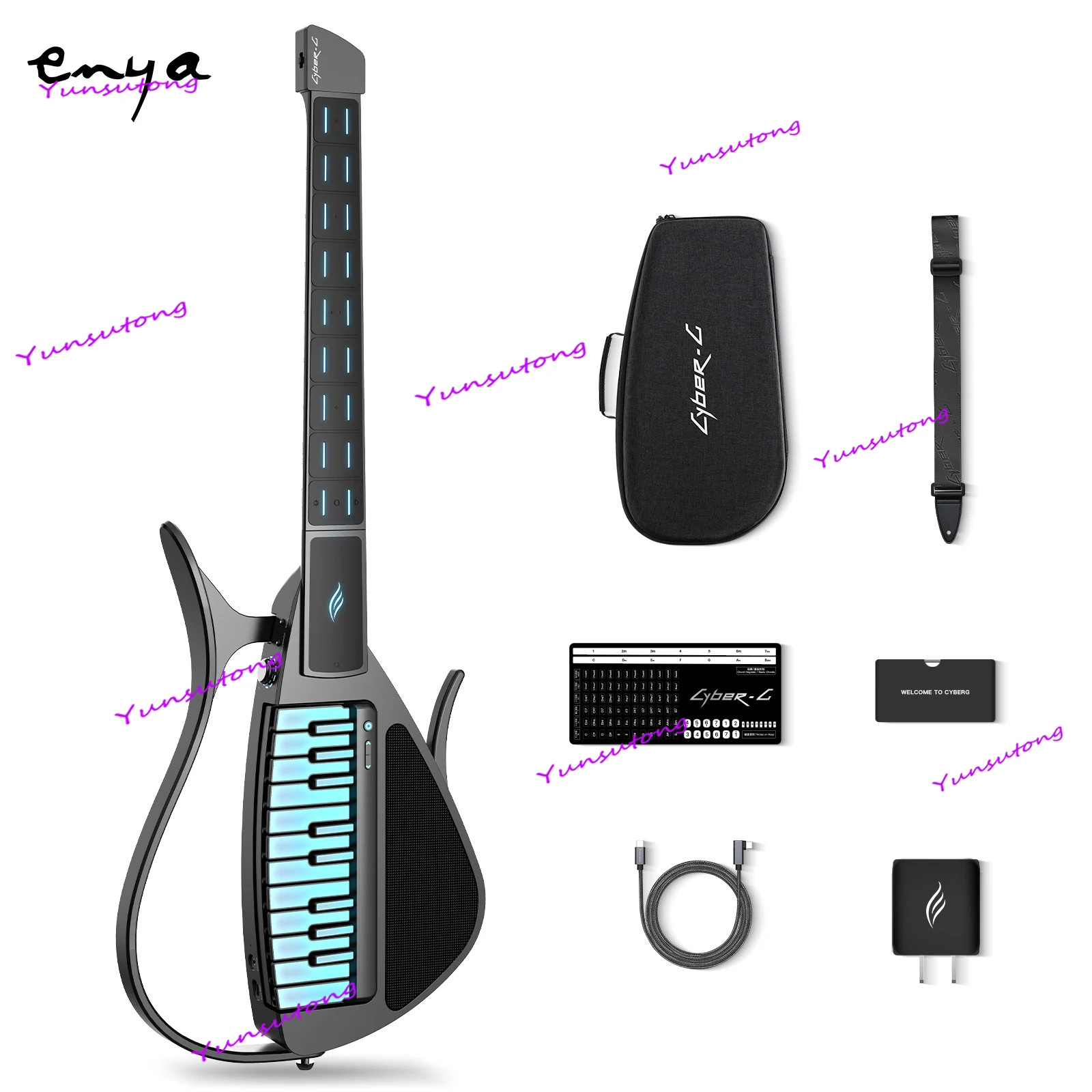 

Электрогитара Enya Cyber G, бесструнная автоматическая электрогитара, фортепиано, интеллектуальное сопровождение, пение Кибер ​ ​ гитарный набор inc