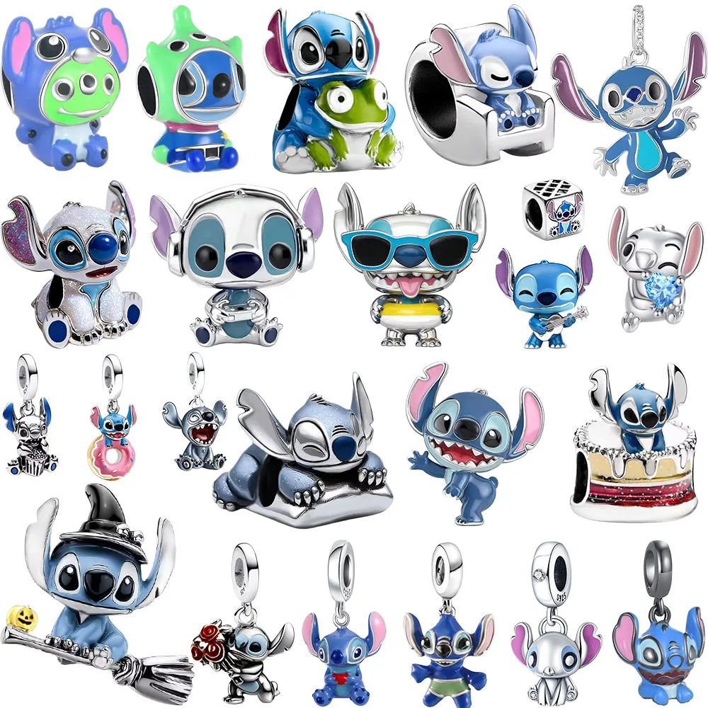

925 Silver Stitch Series Cartoon Cute Bead Kawaii Charm Pendant Suitable For Original Bracelet Keychain DIY Accessory Jewelry