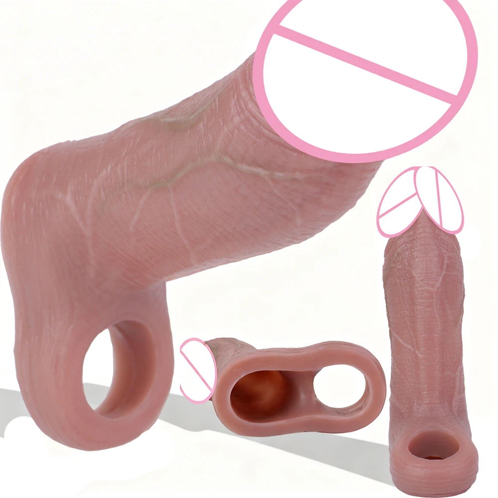 SXXY Hollow Dildo Premium Silicone Lifelike Close Head Penis Sleeve    Cock Enhancement Sleeve Adult Sex Toy