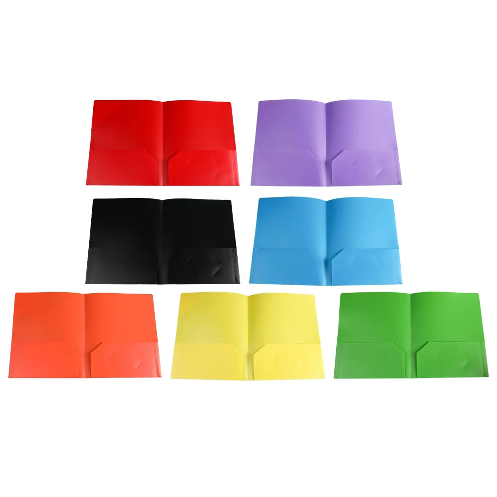 7 Pcs Double Slip Pocket File Folder Plastic Folders with Pockets Pp Heavy Duty Homework Office