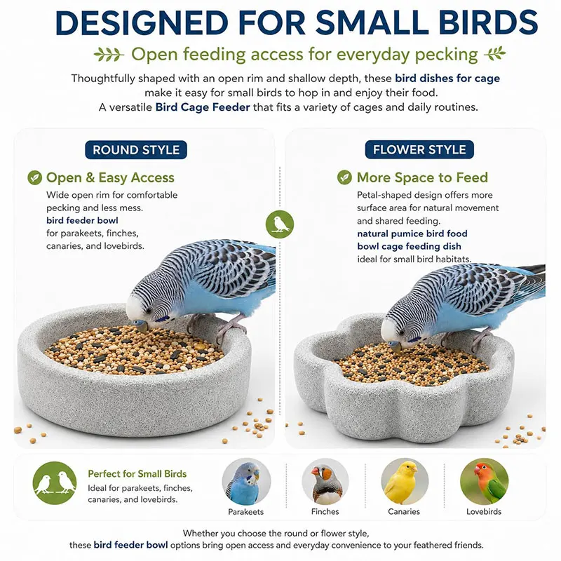 Parrot Volcanic Rock Feeding Bowl Splash Proof Feeder Pumice Stone Nail Beak Grinding Calcium Supplement Food Water Pet Supplies