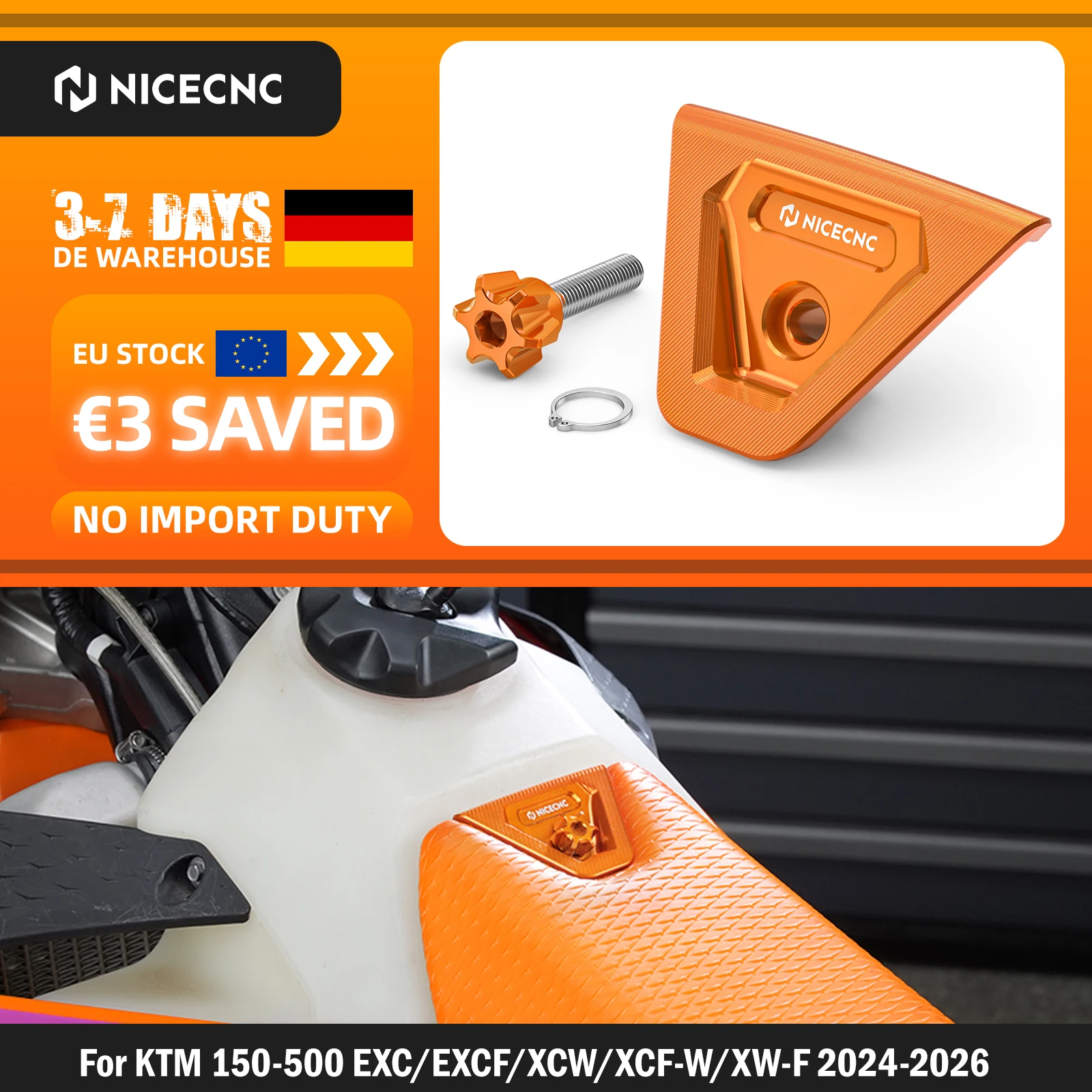 NICECNC 2024 2025 2026 per KTM EXC 300 EXC 250 EXC-F 350 EXC 450 XCW 300 XCF-W 450 500 XW-F Copertura per il montaggio del sedile e bullone a sgancio rapido per il sedile SX 125 SXF 250 SXF 450 XC-F