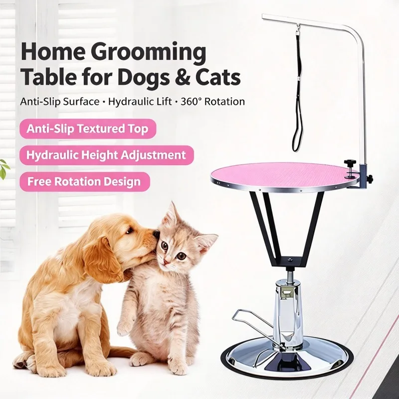 Rotatable Pet Grooming Table Adjustable Height Cat Grooming Platform Professional Foldable Dog Cat Styling Beauty Trimming Desk