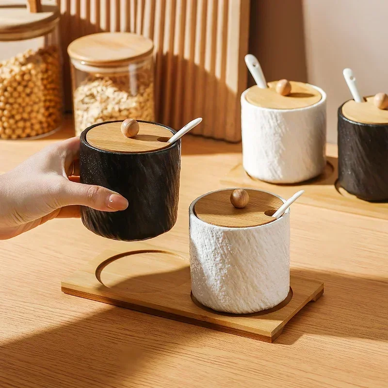 Household Ceramic Seasoning Bottle Jar Seasoning Box Chili Salt Sugar Jar Monosodium Glutamate Seasoning Box Kitchen Supplies 5