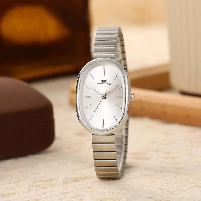 Forest style oval small plate bamboo knot steel strip watch student mesh belt watch for boys quartz watch for small freshness