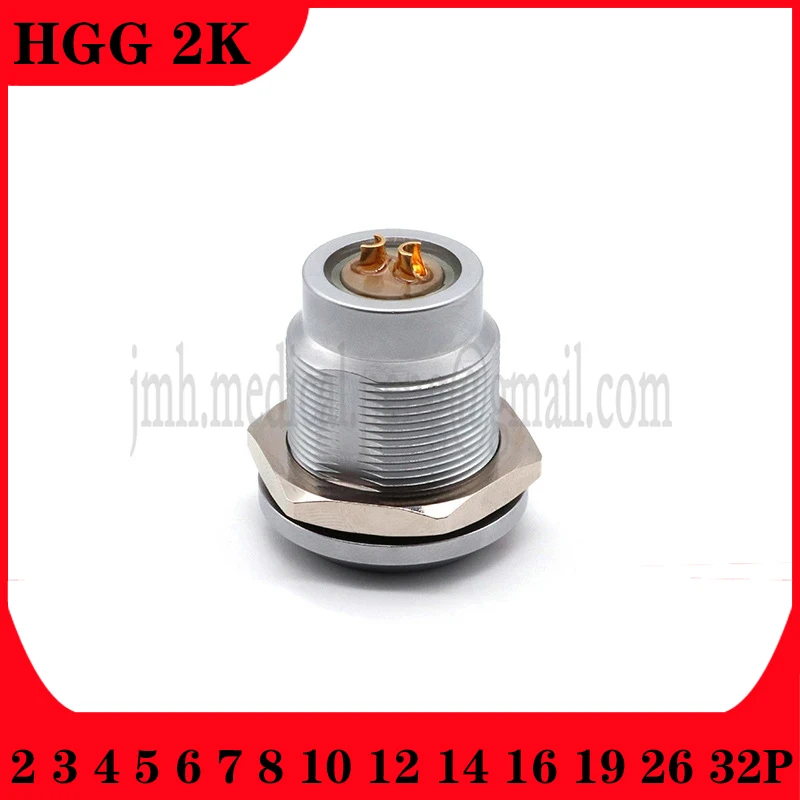 

HGG 2K Waterproof Connector Vacuum Sealed Push-pull Self-locking Female Socket 2 3 4 5 6 7 8 10 12 14 16 19 26 32 Pin Hole 20mm