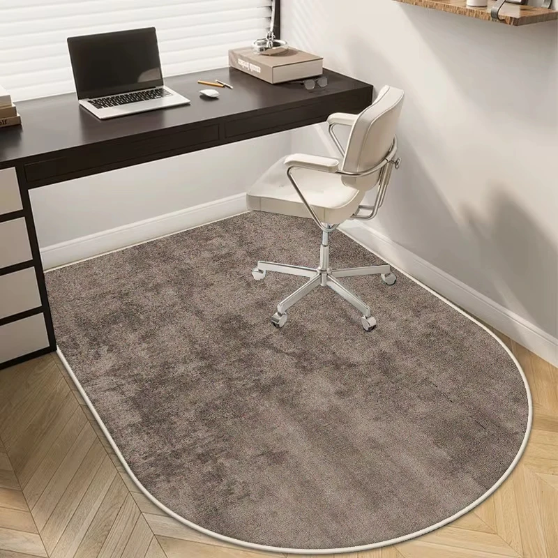 VIKAMA Anti-Slip Chair Mat, Study Desk Carpet, Dressing Table, Oval Coral Fleece Household Wear-Resistant Rug, Home Decoration