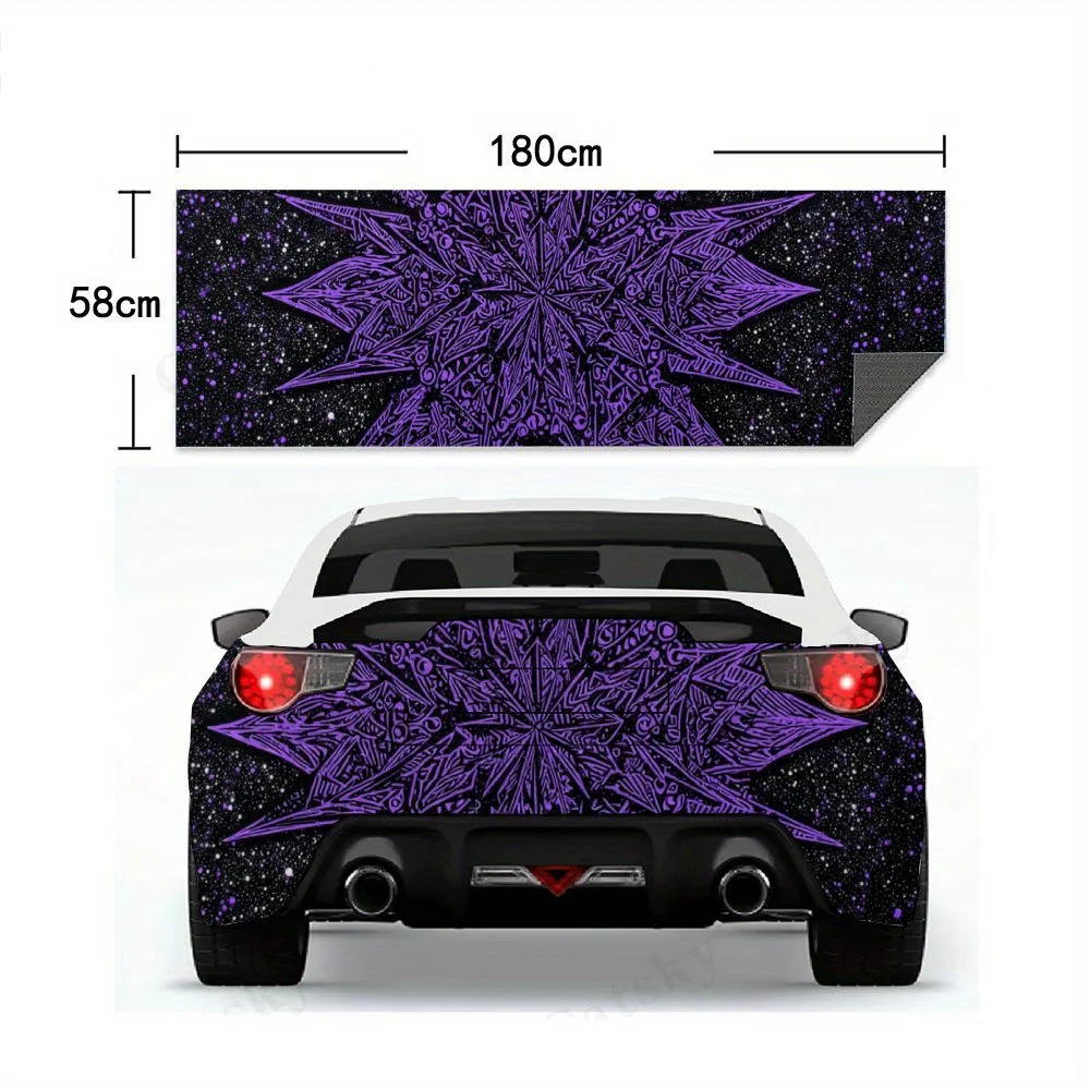 رمز أرجواني غامض في السماء المرصعة بالنجوم، ملصق فينيل لخلف السيارة، ملصقات فينيل ذاتية اللصق مقاومة للماء لذيل السيارة وB #5