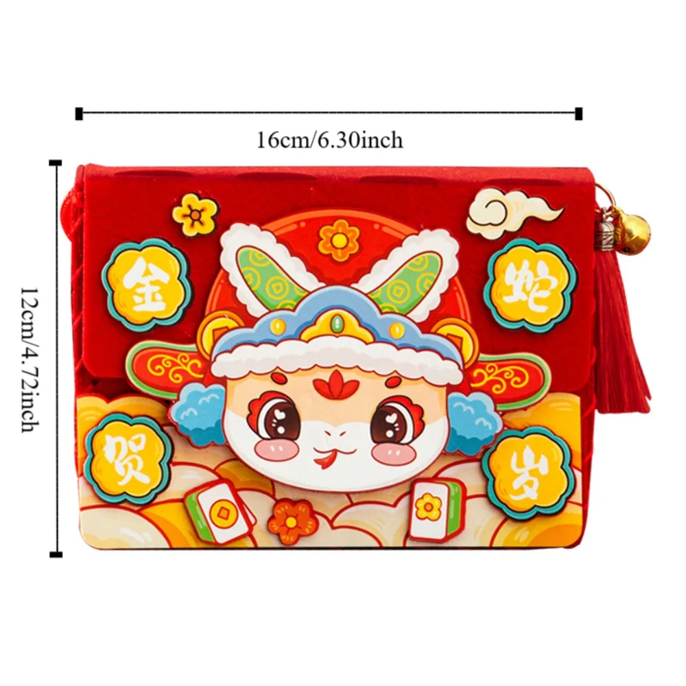 Non-woven Cloth Fabric Diy Handbag with Rope Chinese Style New Year Diy Bag Cartoon Snake Pattern Kindergarten Material Package