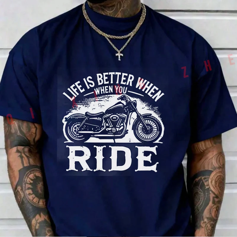 Men's And Women's T-shirt Summer New Moto Cotton Tee Live Motorcycle Graphic Short-sleeved Spring Autumn Top