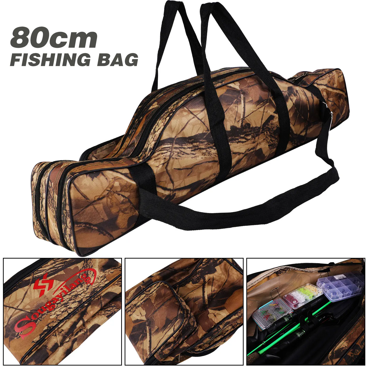 Bolsa de caña Sougayilang de pesca portátil de nailon, gran capacidad - imagen 5