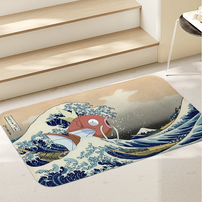 Carpet for Bedroom Japanese Waves, Custom Living Room Rug, House Interior Entrance Mat, Kitchen Treadmill Rugs, Home Decorations