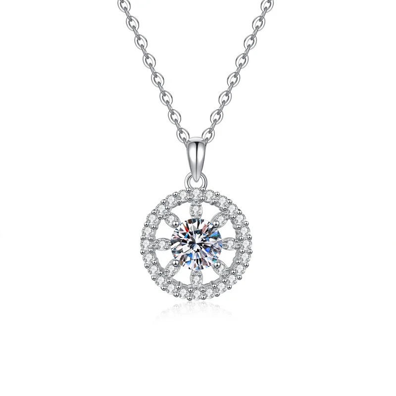 

ZFSILVER модное модное свежее серебро 925 пробы цвет D белый муассанит счастливое круглое ожерелье от солнца подвески женские вечерние ювелирные изделия подарок XL370